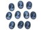 10 18x13mm Black with Blue Face Cameo Resin Greek Style Cabochons